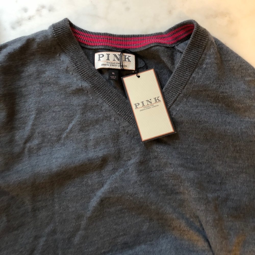 NEW Thomas pink wool sweater XL grey - Picture 4 of 7